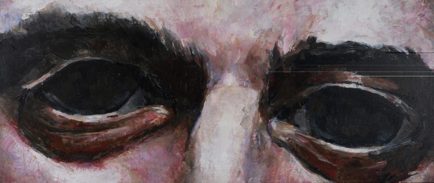 Donkere ogen van een jonge man, 2015, acrylverf op canvas 125cm x 53cm