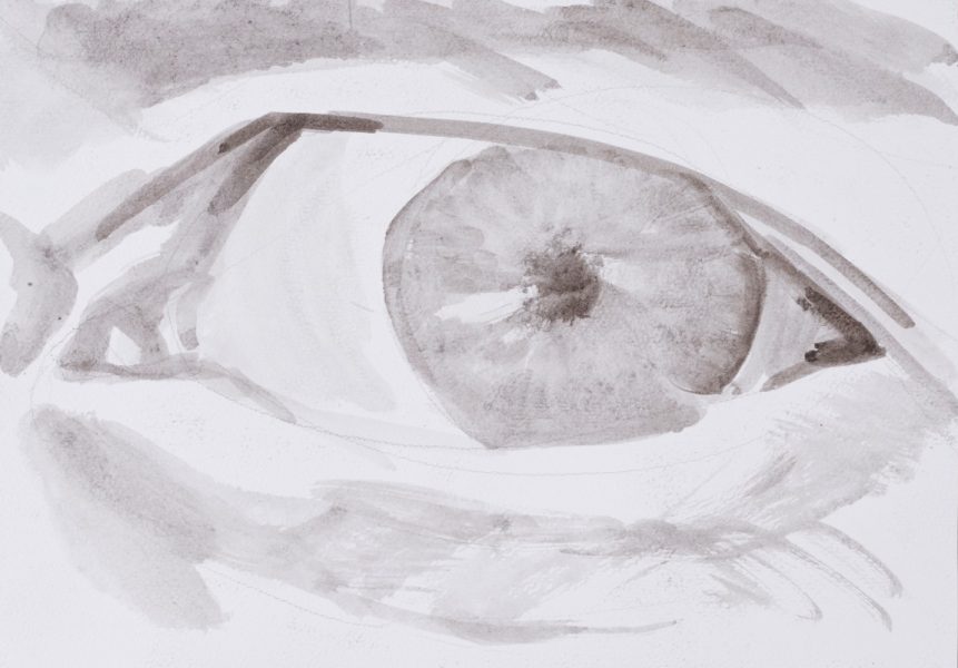 Inktschets van een oog, 2022, Inkt op papier, 29,5cm x 21cm, 400 euro