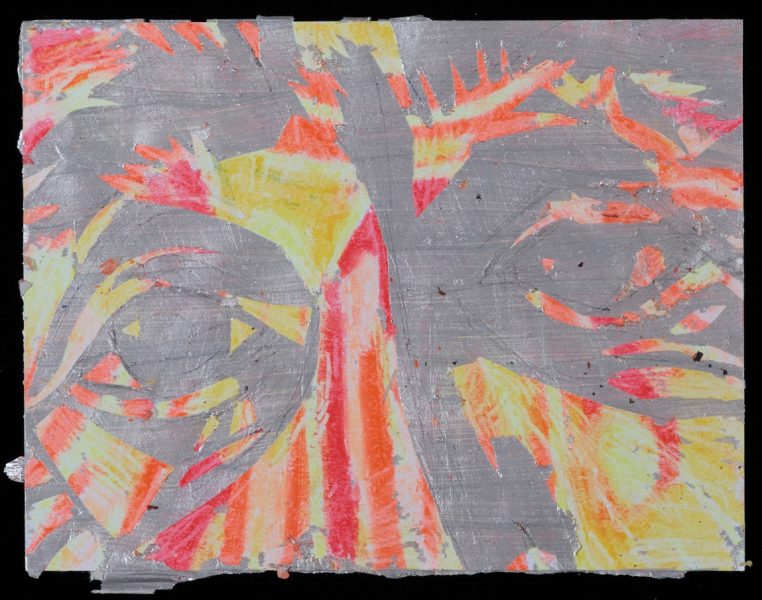 Ogen van een oudere vrouw, 2025, 16cm x 21cm, oliepastel en verf, 300 euro