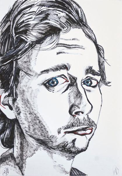 Portret van een jongeman, 2021, 21cm x 29.7cm, Zwarte pen en stift op papier, 400 euro