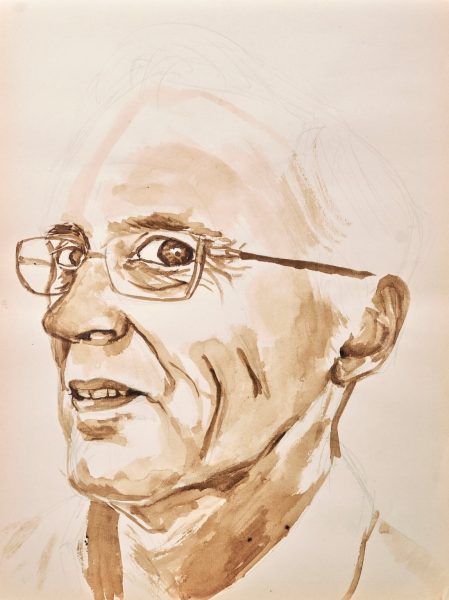 Portret van een man, 2021, 29.7cm x 42cm, bister op papier 570 euro