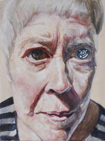 Speciale blik van een oudere vrouw, 2018, 60cm x 80cm, olieverf op canvas