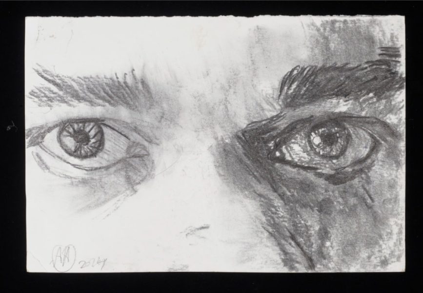 Zelfportret, 2024, Houtskool op papier, 29.5cm x 21cm